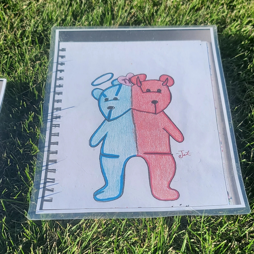 Blue and Pink Bear Art Print